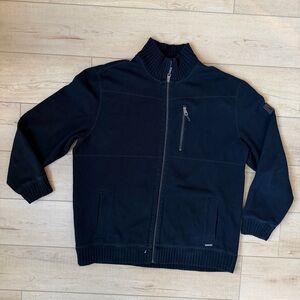 Calvin Klein Sweater Mens Sz XXL Black Full Zip Mock Neck Heavyweight